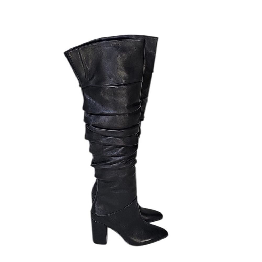 INC International Concepts Womens Tabithaa Leather Over The Knee Black 5.5 M NIB - Picture 2 of 9